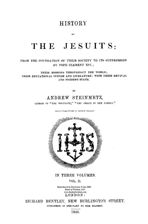 (image for) History of The Jesuits, Vol. 2 of 3 Vols. - Click Image to Close